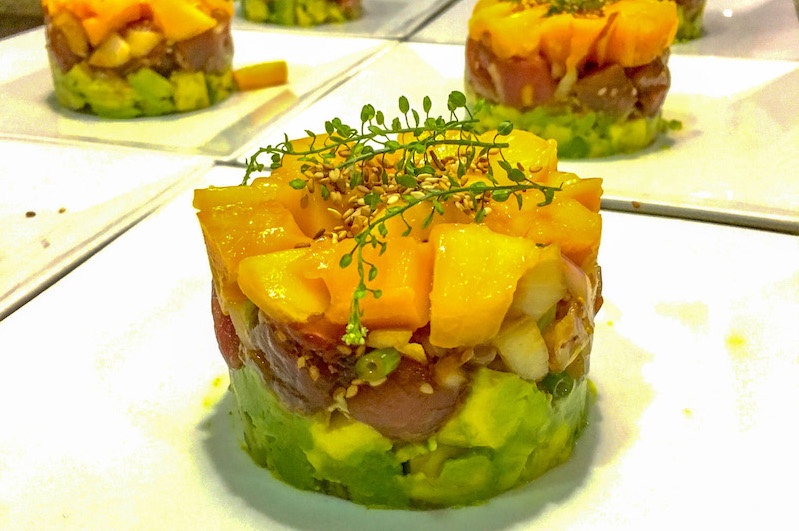 Gourmet tuno tartar for dinner at Surf Racer House
