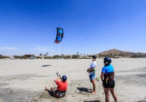 Kitesurf student flying a kite during Peru kite Camp